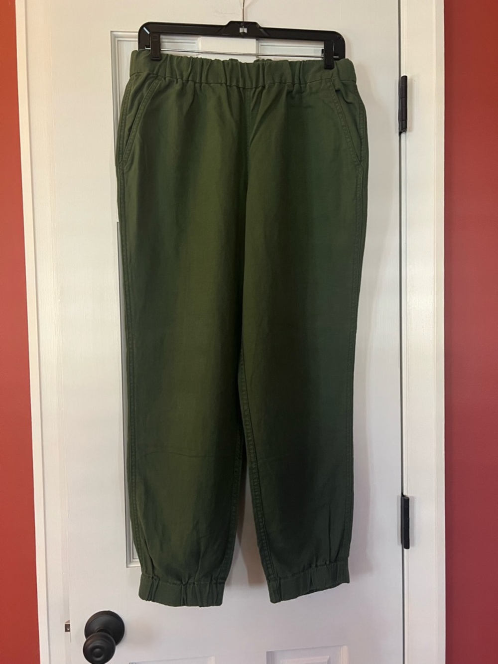J. CREW ARMY GREEN LINEN-BLEND JOGGER PANTS — NWOT Sz 10